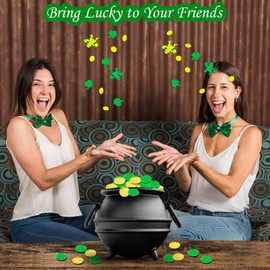 150 Pcs St Patricks Day Gold Coins Plastic - Gold Green Lucky Coins St Patricks Day Table Decorations Shamrock Coins and 1 Oz Clover Confetti for Party Decoration Favors