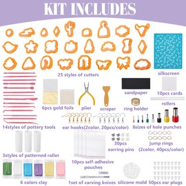 WEBEEDY 295 PCS DIY Clay Earring Making Kit Mandragora Butterfly Flower Clay Earring Making Kit for Adults Beginner,Clay Jewelry Making Kit with 25 Clay Cutters,Sculpting Tool,Jewelry Accessories Gift