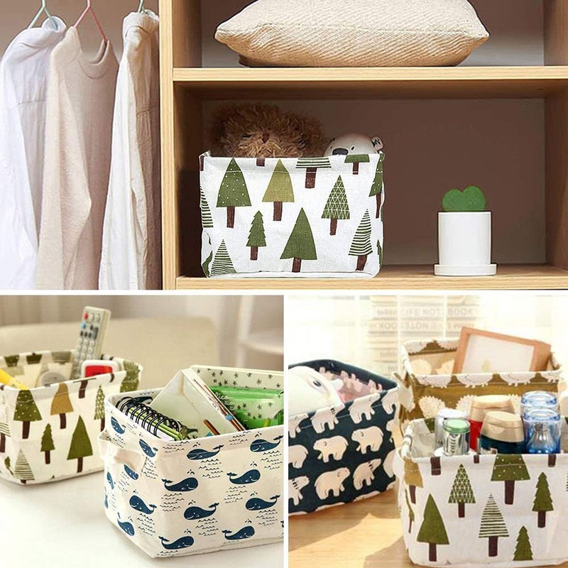 ZEACCT 4 Pack Storage Baskets small,Foldable Mini Square Storage Bins