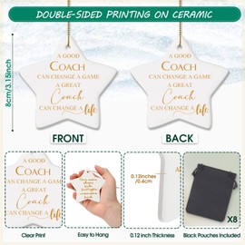 5 Pcs Christmas Keepsake Ornaments for Coach Nurse Star Shaped Ornament Flat Ceramic Christmas Ornament Thank You Ornament Xmas Hanging Disc Ornaments for Coach Nurses Appreciation (for Coach)