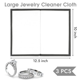 3 Pcs Silver Polishing Cloth, Large 10" X 12.5" Jewelry Cleaner Cloth, Soft Jewelry Polishing Cloth, Four-Layer Double-Sided Silver Cleaning Cloth for Gold, Silver, Diamond, Platinum Jewelry
