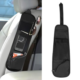 Hovom Car Seat Storage Hanging Bag, Multi-Pocket Car Seat Side Organizer, Multifunctional Mesh Pocket Auto Front Seat Organizer for Phone Wallet Glasses, Universal Car Accessories (Black, 1PCS)