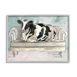 Stupell Industries Dairy Farm Cow Resting Glam Couch Green Grey