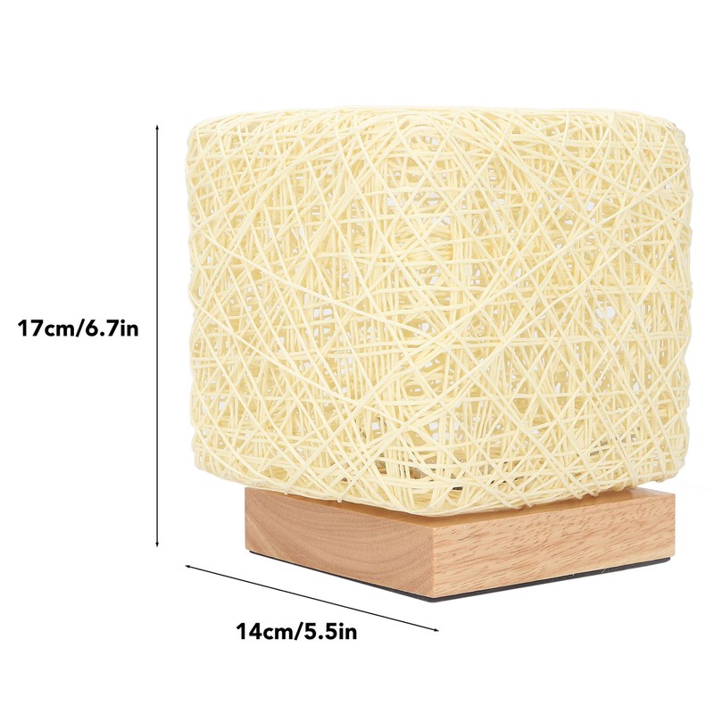 Rattan Table Lamp with LED Bulb USB Powered Decorative Hand