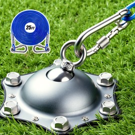 Dog Tie Out Cable and Stake, Dog Runner Leash for Yard Heavy Duty with Steel Wire Cable Leads 25FT and Ground Anchors, 360° Swivel No Tangle Dog Stake Chain for Outside Camping Dogs Up to 200LBS