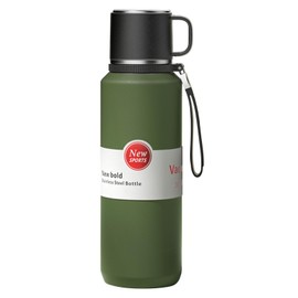XUDREZ Stainless Steel Thermos Flask with Layer Filter, Thermos Flask Hot and Cold Drinks - Lasts 24 Hours - Leak-proof Vacuum Insulated Bottles with Cup for Coffee Work Milk (Green, 800 ml)