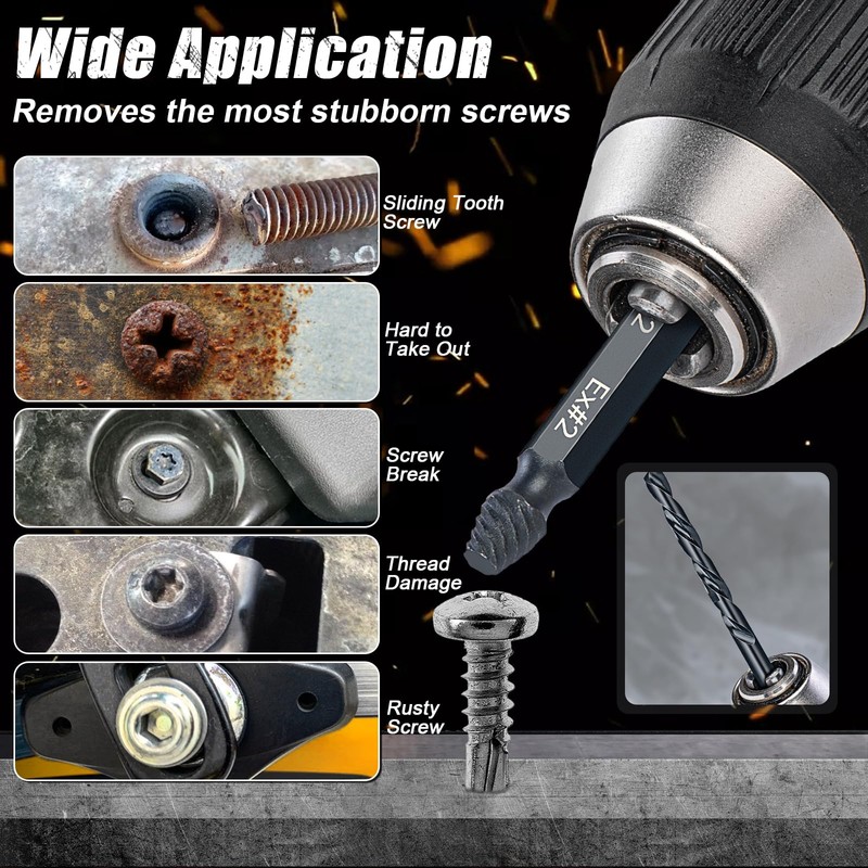 Topec 16PCS Damaged Screw Extractor Set and Left Hand Drill