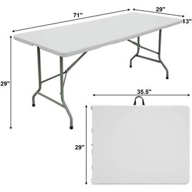 WePurchase 6ft Portable Plastic Folding Table, White