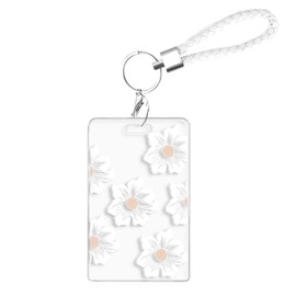 Newseego Pass Case, Commuter Passcase, Cute, Women's, IC Card Case, Slide Cover Design, Thin, Vertical, Keyholder, Strap, Employee ID Card, IC Card, Work or School, Floral Pattern, Clear, Double-Sided