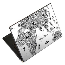 Laptop Skin Stickers - 2 Pack - Universal Stickers for LAVIE, FMV, LIFEBOOK, Dynabook, Lenovo, Thinkbook, IdeaPad, HP, Pavillon, ENVY, Elite, Dell, Vostro, Inspiron, VAIO, World Map Retro 014130