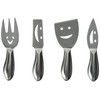 Prodyne Happy Face Cheese Knives, Set of 4, Silver