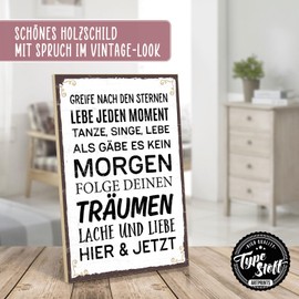 TypeStoff HS-00644 Wooden Sign with Saying - Reach After The Stars - Vintage Look with Quote as Gift and Decoration