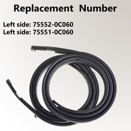 2Pcs Roof Drip Molding Weatherstrip (Pair) Fit for Toyota Tundra CrewMax Cab 2007-2021, Left & Right Side Roof Trim Seal Kit Replace 75552-0C060 75551-0C060(Not Fit Double Cab)