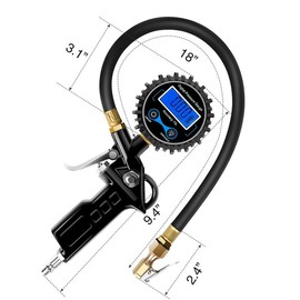 Nilight Digital Tire Inflator Pressure Gauge,250 PSI Air Chuck and Compressor Accessories Heavy Duty with Rubber Hose and Quick Connect Coupler for 0.1 Display Resolution  #springtok