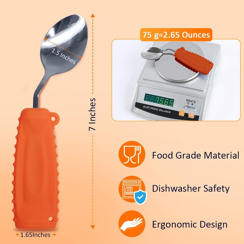 Ehucon Adaptive Weighted Silverware Utensils Angled Spoon for Hand Tremors