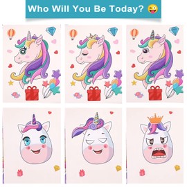 Dvobez 8 Sheets 8.3"x6" Make a Face Stickers for Kids, Make Your Own Stickers for Kids Crafts Party Favors Goodie Bags Stuffers Birthday Supplies - Unicorn (Half Body)