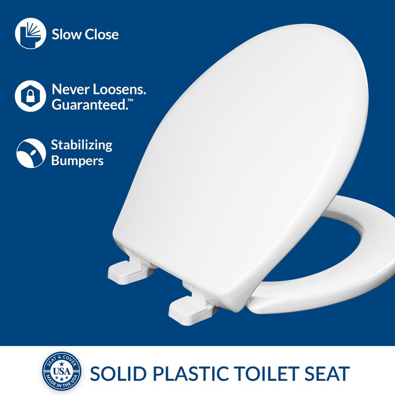 Mayfair Collins Slow Close Toilet Seat, Durable Plastic Seat with