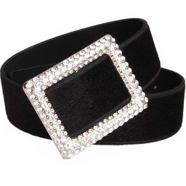 Fashion Faux Mohair Leather 2Inch Wide Waist Belts For Dresses Women Big Rhinestone Square Buckle Corset Cinch Waistband