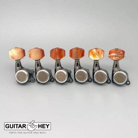 Gotoh NEW Gotoh SGS510Z-P8 MGT 6 in line Set LOCKING w/ AMBER Buttons - COSMO BLACK