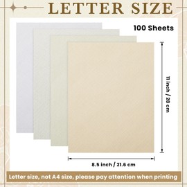 Gersoniel 100 Pcs Linen Textured Cardstock 8.5 x 11 Inches 45 lb Cover Linen Cardstock White Ivory Beige Light Brown Textured Paper for Print Decoration Invitations Greeting Cards Drawing