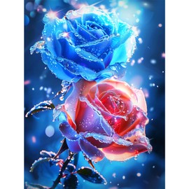 RICUVED Rose Fantasy Diamond Art Kits,5D Diamond Painting Kits for Adults,Full Drill Flower Diamond Painting Kits for Beginners Crystal Picture Art for Home Decor 11.8x15.7 Inch