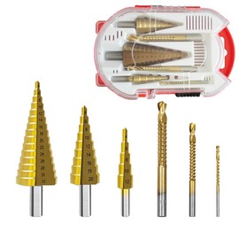 Step Drill Bit Set, Hss Titanium Serrated Twist Drill Bit, High-Speed Metal Steel Drill Double Cutting Blades Perfect for DIY Hobbyists