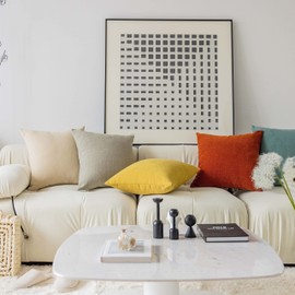 Home Brilliant Pillow Covers 24x24 Textured Euro Pillow Shams Chenille Pillow Covers for Living Room Office Backyard Patio Easter Decor, Set of 2, 24x24 inch(60 cm), Yellow