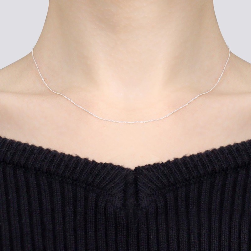 Sears 925 Silver Curb Chain Necklace, Silver