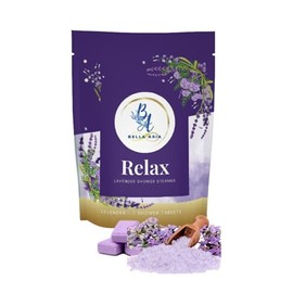Bella Aria by Just Us Chix - Relax Lavender Shower Steamers, Aromatherapy Spa Experience, 7 Aromatic Tablets with Mesh Bag