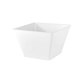 EcoQuality 8oz White Rectangle Bowl – Disposable Plastic Serving Bowl for Snacks, Desserts, Salads, Parties, Catering, Events, Buffet Table, Reusable and Elegant Bowl (180)