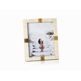 Zodax Maha Black or White Bone with Brass Trim Photo Frames (White, 8x10)