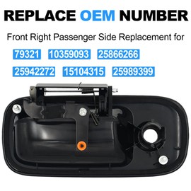 Anumit Exterior Door Handle, Front Right Passenger Side Outside Handle for 1996-2009 Chevy Express, GMC Savana 1500 2500 3500 4500 Van, Replaces# 79321, 10359093