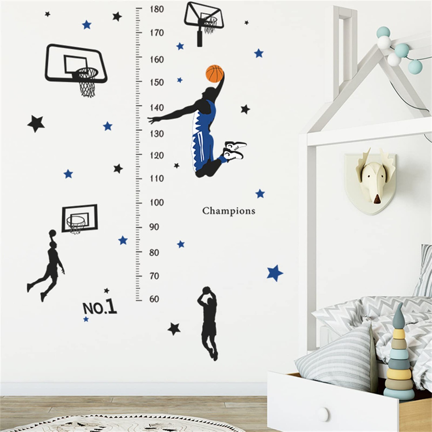 Condessacity Height Scale Wall Sticker, Cute Cartoon, Basketball Shoot ...
