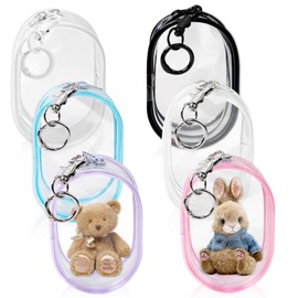 6 Pcs Clear Figure Display Bag with Keychain, Zipper Clear Display Case, Mini Doll Pouch for Figures Collectibles (Colorful)