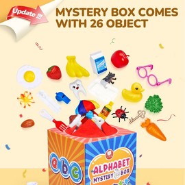 JoyCat Alphabet or Themed Mystery Box Toy, Letters Sorting Matching Game Activities, Montessori Sorting Toys with Sensory Play Box, Preschool Learning:_26 PCS