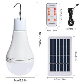 Chicken Coop Light with Timer, Rechargeable Solar Light Bulbs for Indoor Home, Chicken Coop, Outdoor Camping Lamps for Tent, LED Solar Lights for Shed Night, Emergency Power Outage, Outside