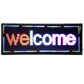 LyeXD 40"x15" LED Scrolling LED Signs Message Display Board, 3Color Custom Led Sign Programmable Outdoor Advertising Board with WiFi+USB, Led Message Board for Store Car Bar Hotel