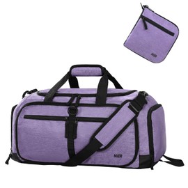MIER Foldable Duffle Bag with Shoe Compartment 50L Travel Duffel Bags for Men Women Packable Overnight Bag for Camping Gym Weekender, Purple