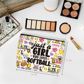 Wenboco Softball Gifts Softball Mom Makeup Bag Softball Stuff Inspirational Birthday Christmas Friendship Gifts for Women Her Softball Lovers Team Female Coworkers Friends BFF Besties Daughter