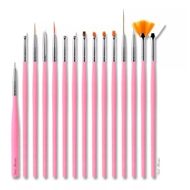 Mouyic Kit De Pinceles Mano Alzada Uñas Decoracion + Funda Plastica