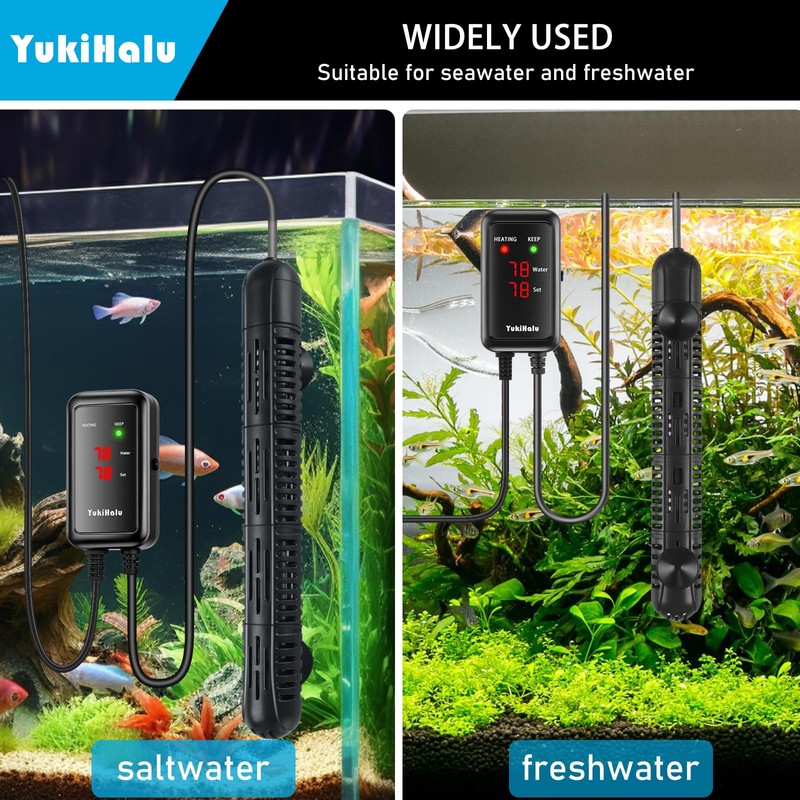 YukiHalu Aquarium Heater 50/100/200/300/500W with Protective Case, Fish Tank Heater,