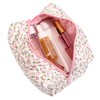 Healeved Floral Makeup Organizer Bag Portable Toiletry Case Zipper Closure