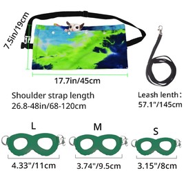 MANON ROSA Sugar Glider Pouch - Small Animal Carrier Bag with Harness Set for Bonding Sling for Reptile Pets Bearded Dragons Lizards Backpack Accessories for Outdoor Travel Walking Resting Green