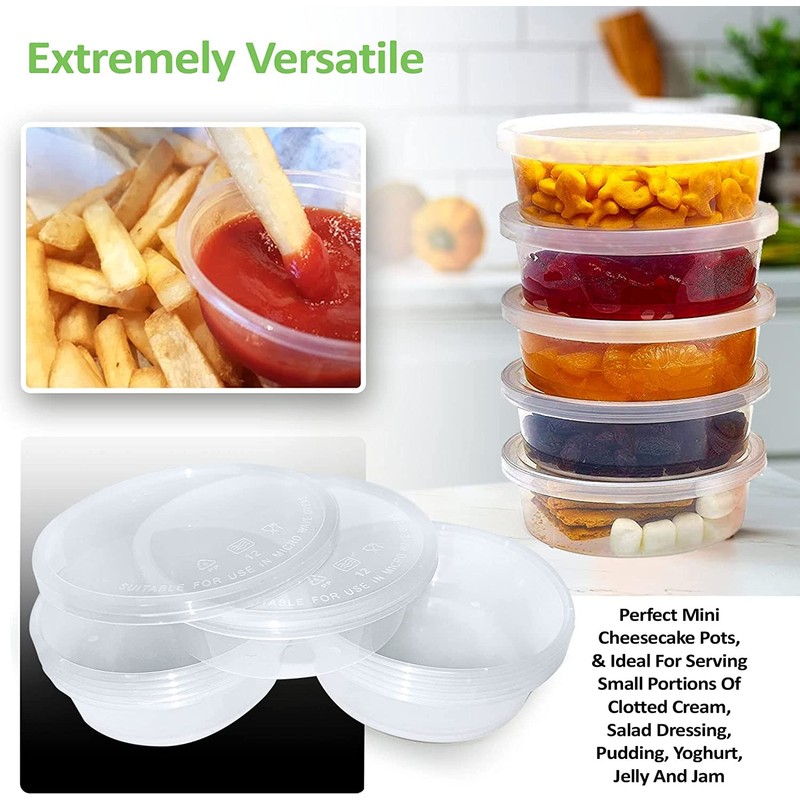 Sabco - 10oz Clear Round Plastic Takeaway Sauce Pots With