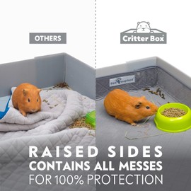 Paw Inspired Critter Box Washable Cage Liner, Reversible Fleece Bedding with Raised Sides for Guinea Pigs and Other Small Animals (C&C 2x4, Gray/Pink)