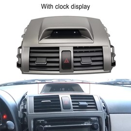 Center Dash A/C Outlet Air Vent Panel with Clock Fit for 2009-2013 Toyota Corolla Base CE LE XLE L S XRS, Console Outlet Grille Insert Panel with Emergency Switch Clock Button,Replaces 55670-02340