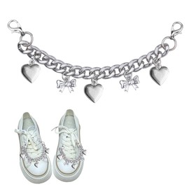 Tofwaol Shoe Charms for Sneakers Shoelace Charms for Girls Women Boot Shoe Decorations for Women Girls Sneaker Charms Shoe Chains Alloy Cute Bow Shoe Charms Shoe Lace Charms 6.1'', Small, Hearts A