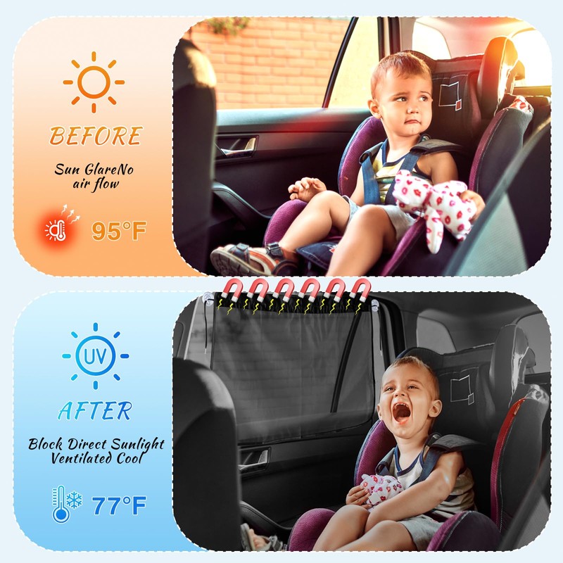 Ovege Car Window Shades for Baby 2pcs Side Window Sun