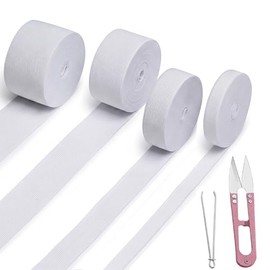 MYUREN 4 Sizes White Elastic Band Bundle for Sewing - 0.6/1/1.5/2 Inch Wide | Knit Elastic Spool with Thread Scissors & Threader Tool for Waistbands, DIY Crafts, Clothing Repair (5 Yards Each)