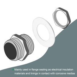 sourcing map Pack of 2 PTFE Flat Seal 102 mm or 57 mm i.D. 3 mm DN50 Flange Seal White